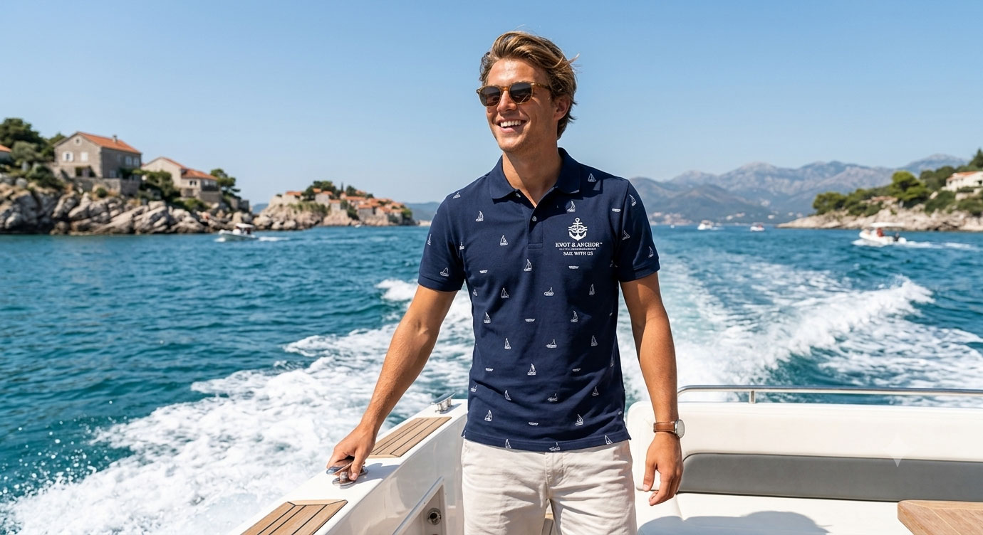 Knot & Anchor Navy Polo